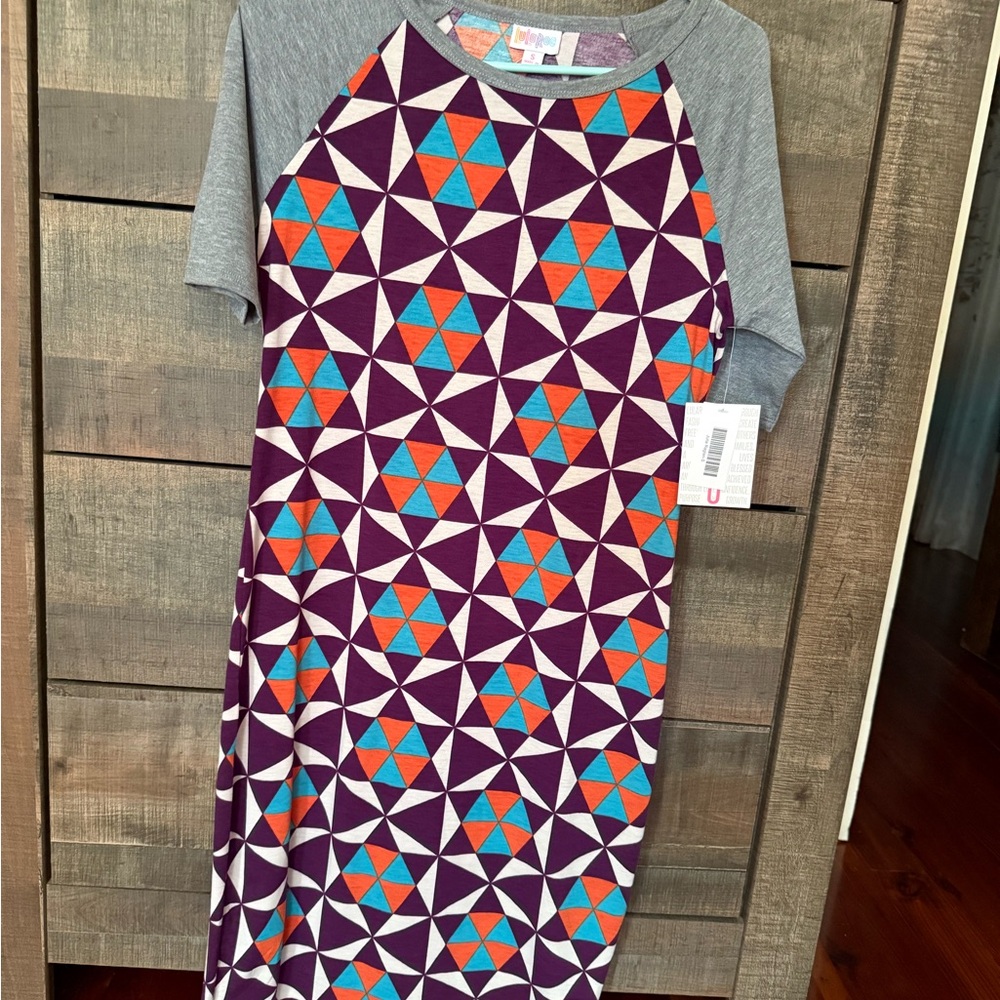 NWT LuLaRoe Julia Dress with Geometric Pattern XXS, quilt design dress, bodycon